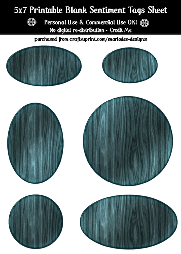Hardwood Texture Look Blank Oval Shape Sentiment Tags Sheet 14