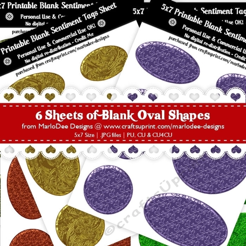 CU4CU! Elegant Texture Metal Blank Oval Shape Sentiment Tags Sheets Bundle