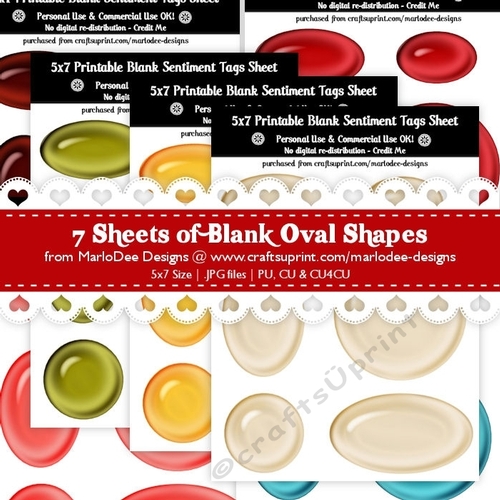 CU4CU! Gloss Look Blank Oval Shape Sentiment Tags Sheets Bundle