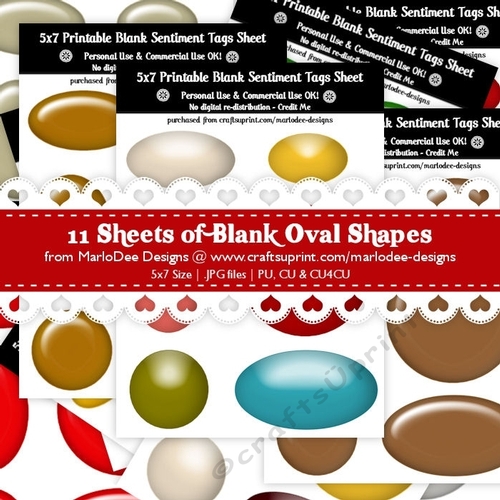 CU4CU! Plastic Look Blank Oval Shape Sentiment Tags Sheets Bundle
