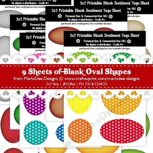 CU4CU!  Texture Look Blank Oval Shape Sentiment Tags Sheets Bundle