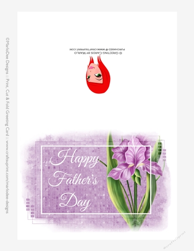 Beautiful Light Purple Iris Flower | Happy Fathers Day 5x7 Quick Cut & Fold Greeting Card
