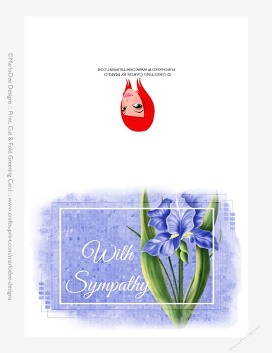 Beautiful Blue Iris Flower | Sympathy 5x7 Quick Cut & Fold Greeting Card