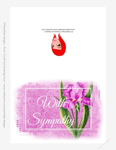 Beautiful Pink Iris Flower | Sympathy 5x7 Quick Cut & Fold Greeting Card