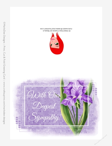 Beautiful Purple Iris Flower | Sympathy 5x7 Quick Cut & Fold Greeting Card