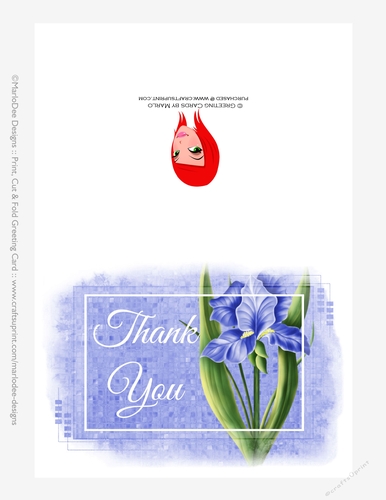 Beautiful Blue Iris Flower | Thank You 5x7 Quick Cut & Fold Greeting Card