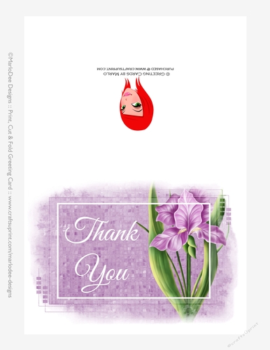 Beautiful Light Purple Iris Flower | Thank You 5x7 Quick Cut & Fold Greeting Card