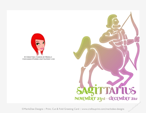 Quick Cut & Fold 5x7 Birthday Zodiac Greeting Card | Sagittarius Sign | design 1 
