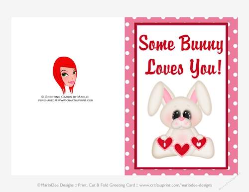Some Bunny Love You - Childrens Printable Valentines Day 5x7 Greeting Card - Bunny Design 3
