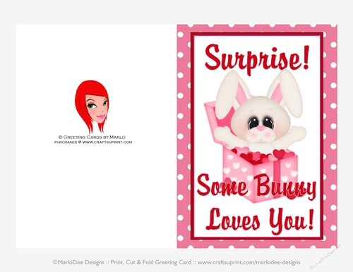 Some Bunny Love You - Childrens Printable Valentines Day 5x7 Greeting Card - Bunny Design 4