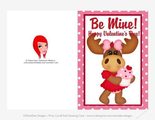 Be Mine - Childrens Printable Valentines Day 5x7 Greeting Card - Molly Moose Design 3