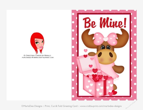Be Mine - Childrens Printable Valentines Day 5x7 Greeting Card - Molly Moose Design 4