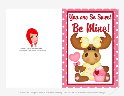 Be Mine - Childrens Printable Valentines Day 5x7 Greeting Card - Molly Moose Design 5