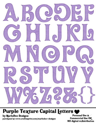 Purple Textured Capital Letters A4 Alphabet Sheet - OLVR