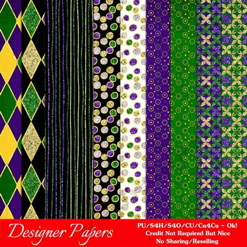 Mardi Gras Party Colors - Multi Color Patterns A4 Size Paper Backgrounds