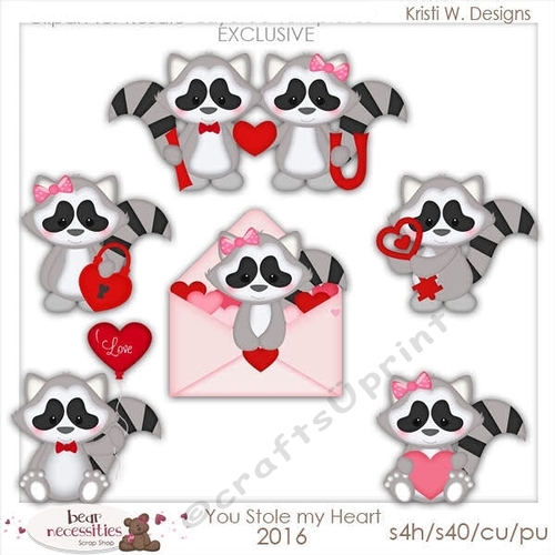 You Stole My Heart Raccoon Clip Art Graphics