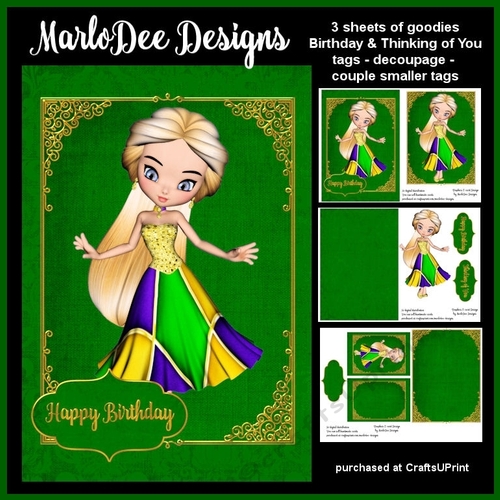 Pretty Fantasy Mardi Gras Girl - Birthday & Friendship Mini Card Kit 2