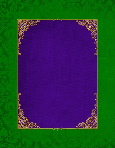 Elegant Green with Gold Framed Purple Tag - A4 Size Background