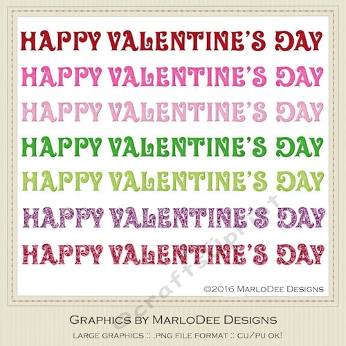 Happy Valentines Day Large Word Art Graphics - pkg 1