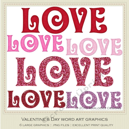 Love Large Word Art Graphics - pkg 1