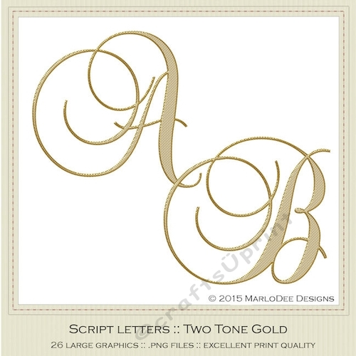 Elegant Script Two Tone Gold Capital Letter Graphics
