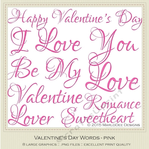 Pink Texture Script Valentines Day Word Art Graphics