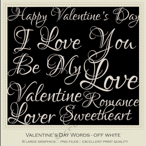 Off White Texture Script Valentines Day Word Art Graphics