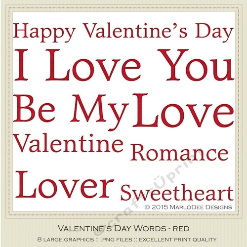 Red Texture Basic Simple Type Valentines Day Word Art Graphics 