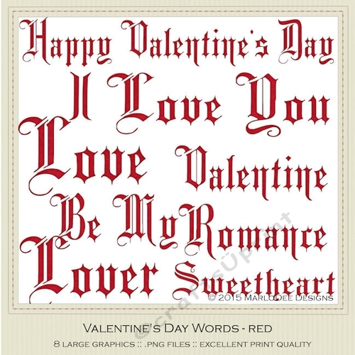 Red Texture Gothic Style Valentines Day Word Art Graphics 