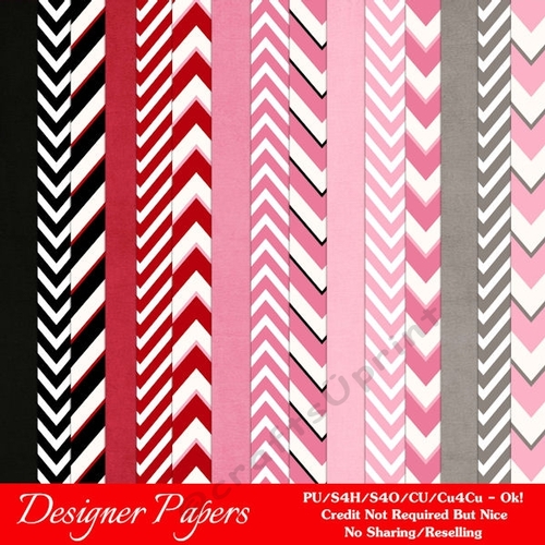 Valentines Day Colors 19 - Chevron (Zig Zag) Patterns Paper A4 Size Backgrounds