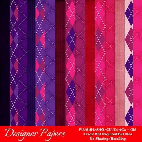 Valentines Day Colors 20 - Argyle & Quilted Look Textures Backgrounds