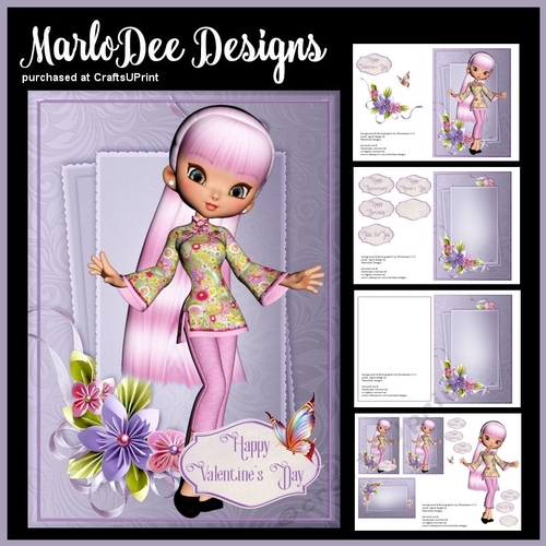 Asian Girl Mix Sentiments Mini Card Kit 2