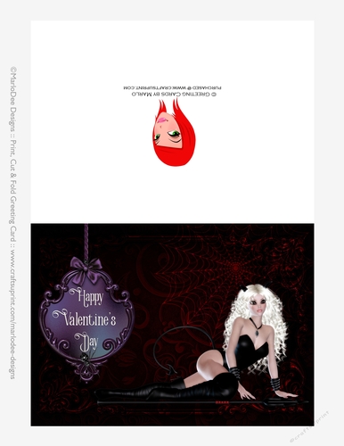 Sexy Devil Woman Cut & Fold Valentines Day 5x7 Greeting Card - Blonde Hair