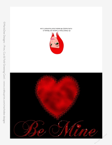 Red Heart Cut & Fold Be Mine Valentines Day 5x7 Greeting Card