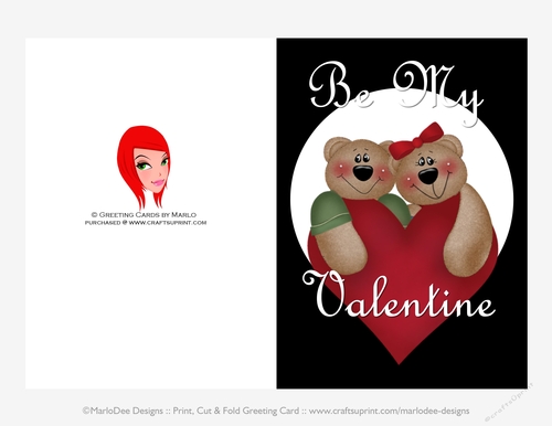 Cute Bear Couple Cut & Fold Be My Valentine 5x7 Greeting Card