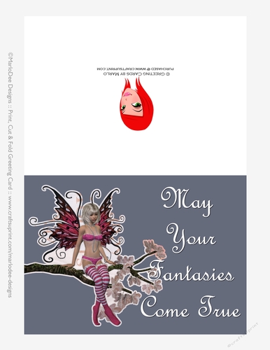 Fairy on Tree Branch Cut & Fold Sexy Valentines Day 5x7 Greeting Card