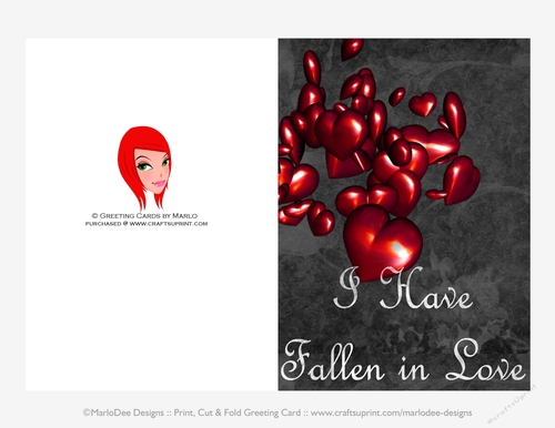Falling Red Hearts Cut & Fold Love Valentines Day 5x7 Greeting Card