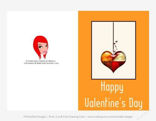 Modern Abstract Dropping Heart Cut & Fold Valentines Day 5x7 Greeting Card