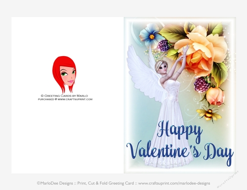 Pretty Fantasy Dirty Blonde Hair Angel Cut & Fold Valentines Day 5x7 Greeting Card