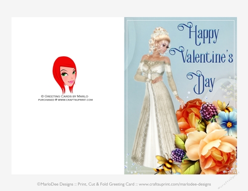 Elegant Blonde Woman with Beautiful Roses - Cut & Fold Valentines Day 5x7 Greeting Card