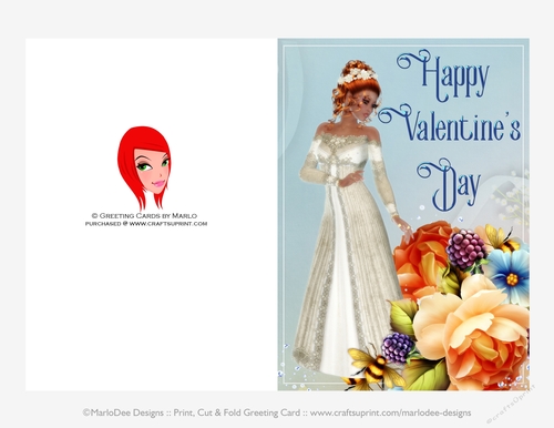 Elegant Redhead Woman with Beautiful Roses - Cut & Fold Valentines Day 5x7 Greeting Card 2