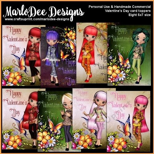 Asian Cookie Girls Valentines Day Bumper Kit - 5x7 size