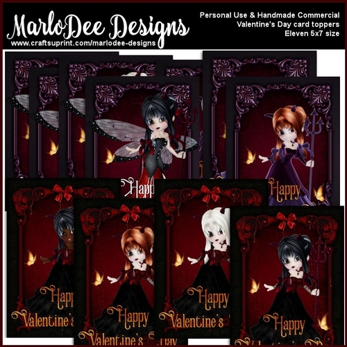 Gothic Cookie Girls Valentines Day Bumper Kit - 5x7 size