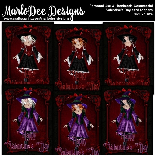 Gothic Valentines Day Witches Bumper Kit - 5x7 size