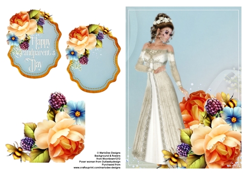 Elegant Brunette Woman Happy Grandparents Day Quick Card Sheet