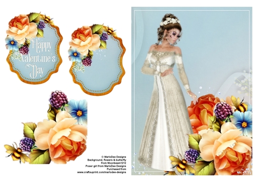 Elegant Brunette Woman Happy Valentines Day Quick Card Sheet