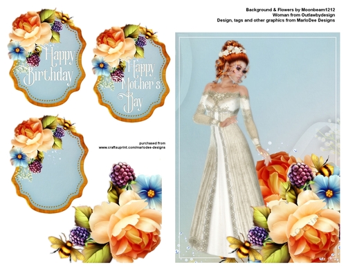 Elegant Redhead Woman with Roses Birthday & Mothers Day Quick Card Kit