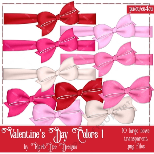 Valentines Day Colors 1 - Digital Bows Package 1