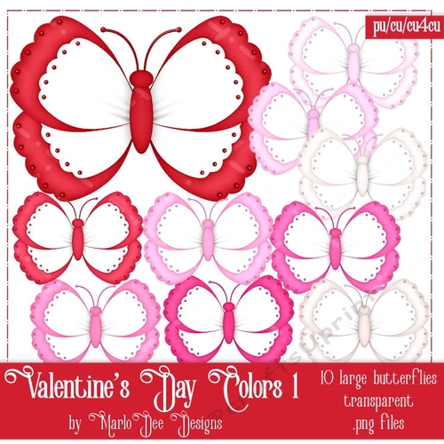 Valentines Day Colors 1 - Butteflies Package 1
