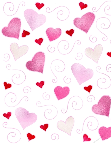 Color Foil Hearts & Swirls on a A4 Size White Background 2 {VDC1}
